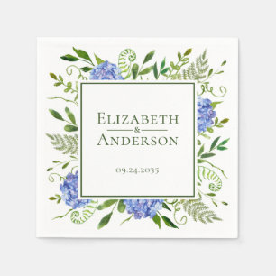 Blue Hydrangeas Engagement Party Napkin