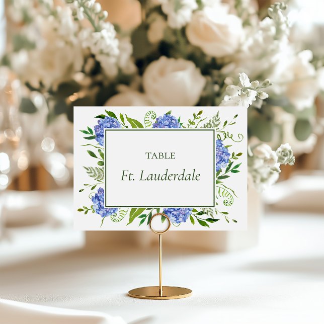Blue Hydrangeas Engagement Party Table Name Number (Creator Uploaded)