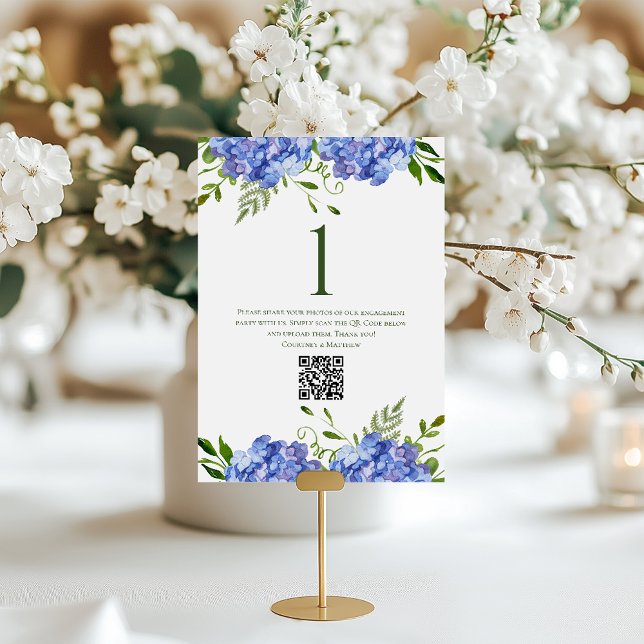 Blue Hydrangeas Engagement Party  Table Number (Creator Uploaded)