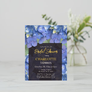 Blue Hydrangeas Floral Bridal Shower Foil Invitation Postcard