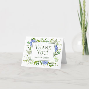 Blue Hydrangeas Folded Blank Thank You Card
