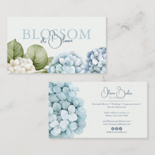 Blue Hydrangeas Handwritten Script Floral Business Card