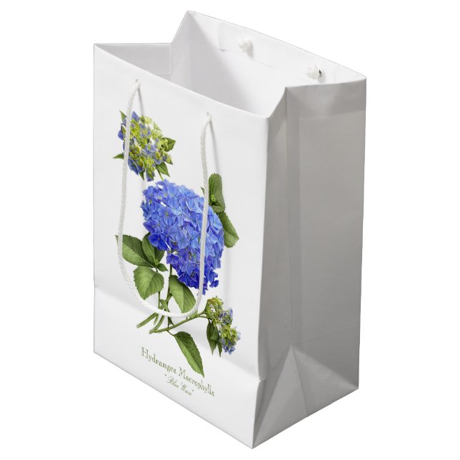 Blue Hydrangeas Medium Gift Bag (Front Angled)