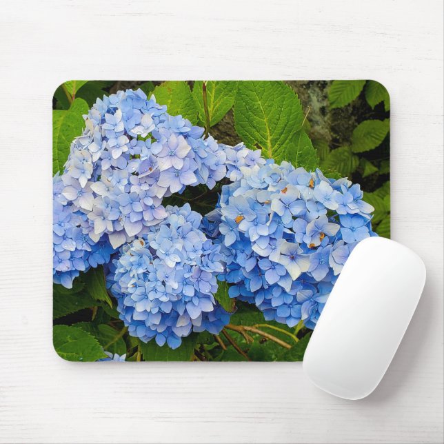 Blue Hydrangeas Mouse Pad (With Mouse)