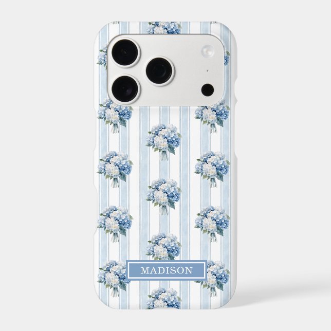 Blue Hydrangeas on Stripes (Back)