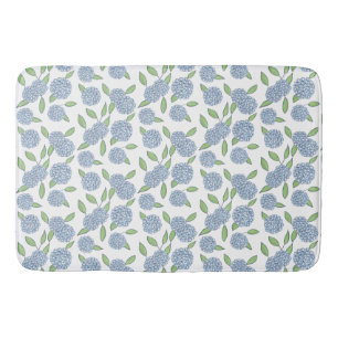 Blue Hydrangeas Preppy Coastal New England Bath Mat