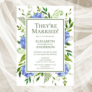 Blue Hydrangeas Reception Invitation