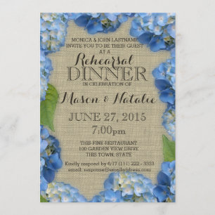 Blue Hydrangeas Rehearsal Dinner 5x7 Invitation