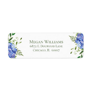 Blue Hydrangeas Return Address Label