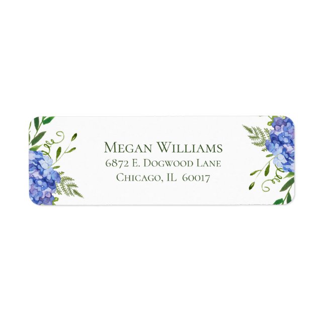 Blue Hydrangeas Return Address Label (Front)
