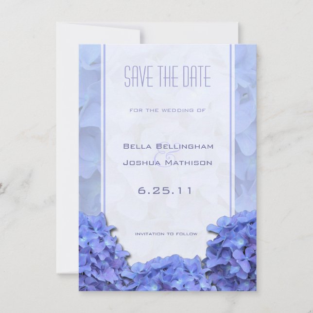 Blue Hydrangeas Save the Date Announcement (Front)