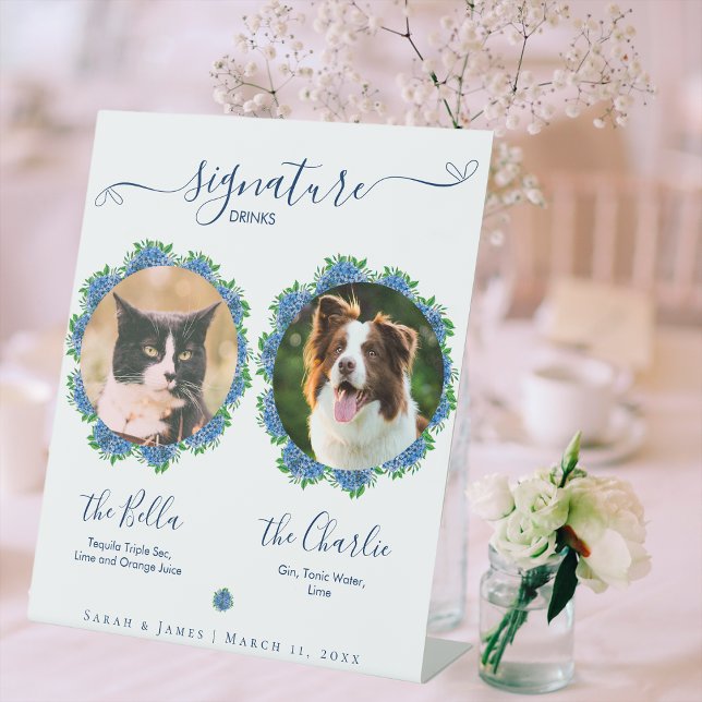 Blue Hydrangeas Signature Drink Sign Wedding Pet (Creator Uploaded)
