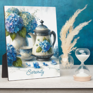 Blue Hydrangeas Sip and Serenity Plaque