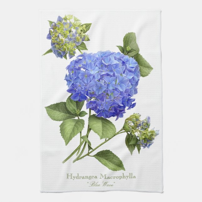 Blue Hydrangeas Tea Towel (Vertical)