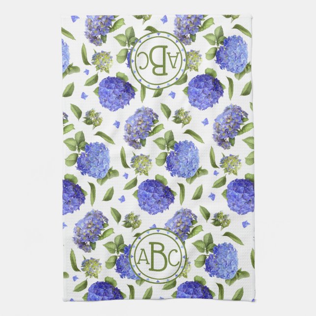 Blue Hydrangeas Tea Towel (Vertical)