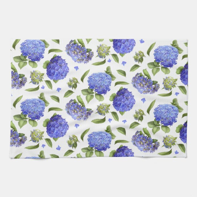 Blue Hydrangeas Tea Towel (Horizontal)