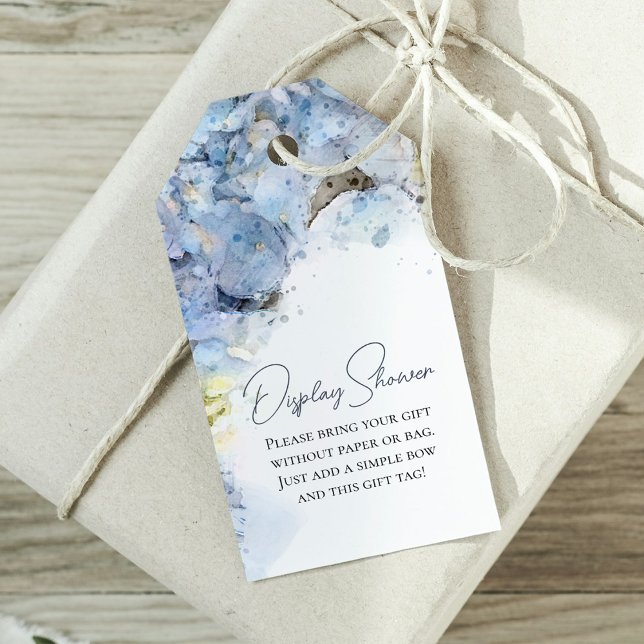 Blue Hydrangeas Watercolor Display Bridal Shower  Gift Tags (Creator Uploaded)