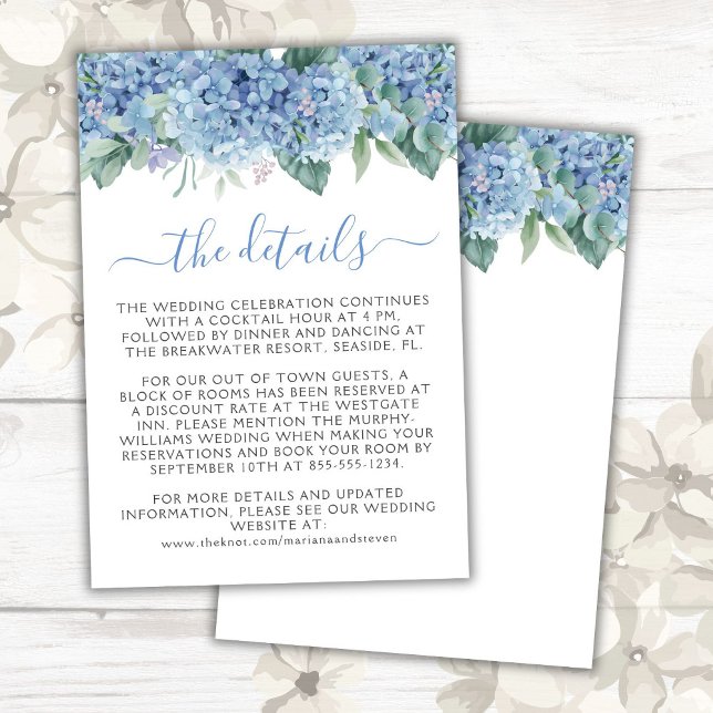 Blue Hydrangeas Watercolor Floral Wedding Enclosure Card (Creator Uploaded)