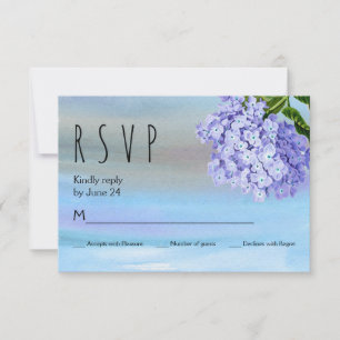 Blue hydrangeas watercolor floral wedding RSVP Card