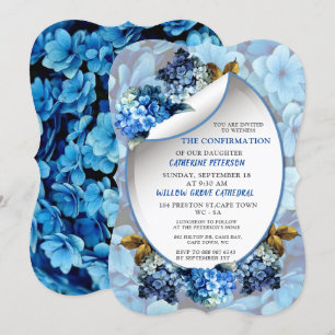 Blue Hydrangeas Watercolor Flowers Confirmation i Invitation