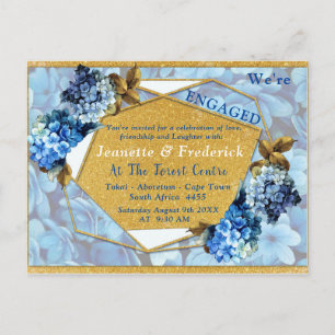 Blue Hydrangeas Watercolor flowers Engagement Invitation Postcard