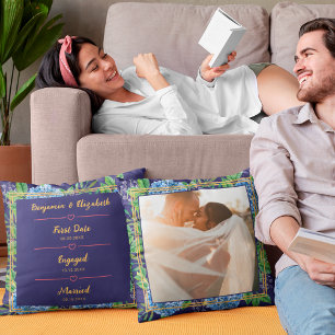 Blue Hydrangeas Wedding Anniversary Custom Photo Cushion