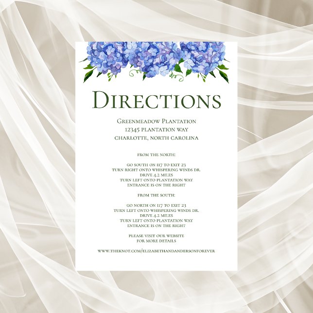 Blue Hydrangeas Wedding Directions Enclosure Card (Creator Uploaded)