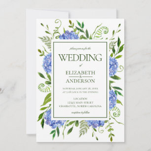 Blue Hydrangeas Wedding Invitation