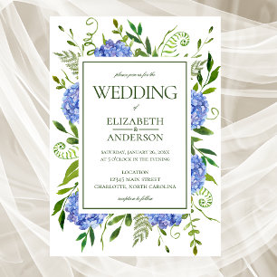 Blue Hydrangeas Wedding Invitation