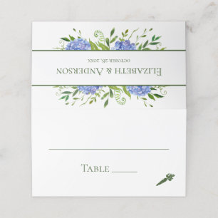 Blue Hydrangeas Wedding Place Card