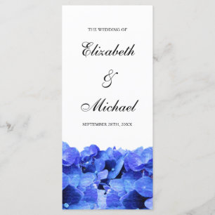 Blue Hydrangeas Wedding Program