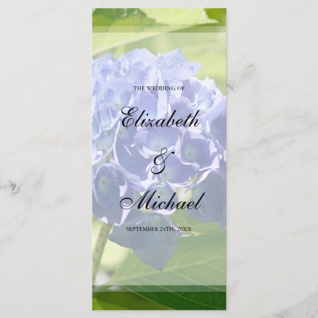Blue Hydrangeas Wedding Program (Front)
