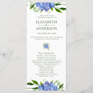 Blue Hydrangeas Wedding Program