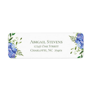 Blue Hydrangeas Wedding Return Address Label