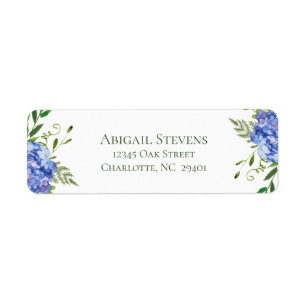 Blue Hydrangeas Wedding Return Address Return Address Label