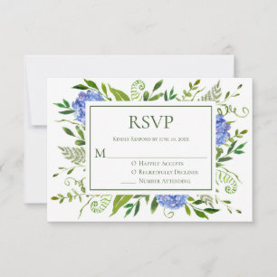 Blue Hydrangeas Wedding RSVP Card