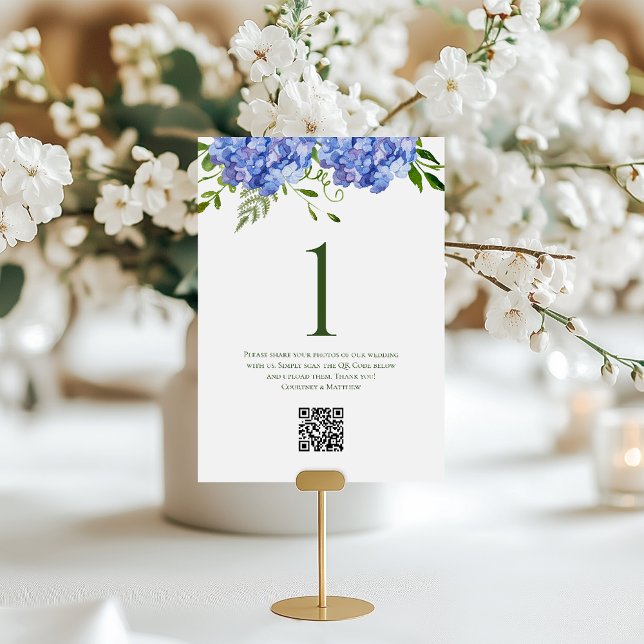Blue Hydrangeas Wedding Table Number (Creator Uploaded)