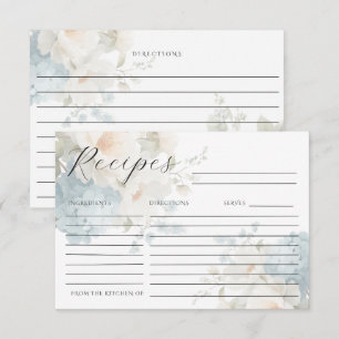 Blue Hydrangeas White Peonies Elegant Recipe Card