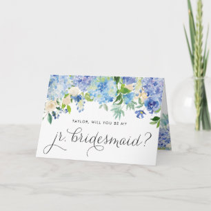 Blue Hydrangeas Will You Be My Junior Bridesmaid Card