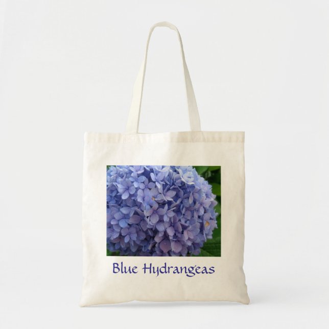 Blue Hydrangeas with Blue Border tote bag (Front)