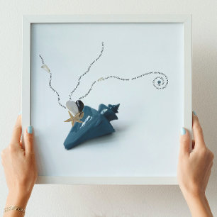 Blue hygge beach decor ocean theme poem coastal