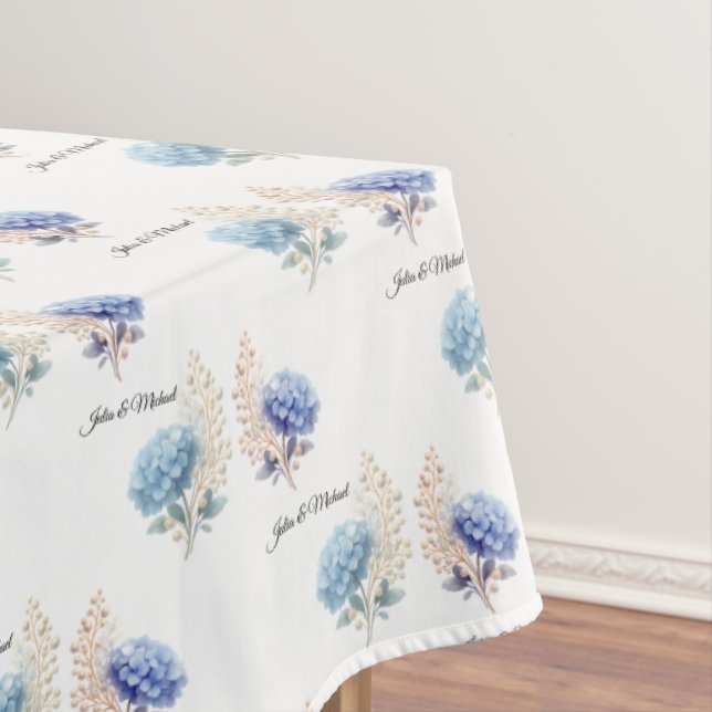 Blue Hyndrangea flower Wedding Decor Newlyweds  Tablecloth (In Situ)