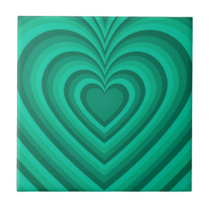 Blue Hypnotic Heart Love Pattern Ceramic Tile