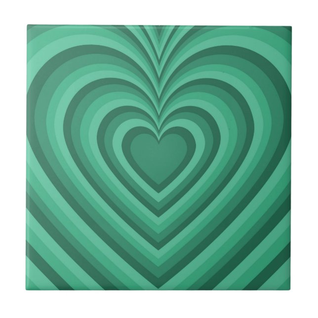 Blue Hypnotic Heart Love Pattern Ceramic Tile (Front)