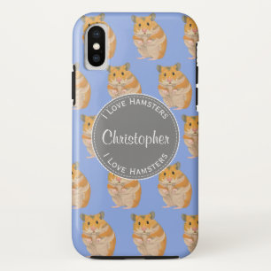 Blue I love Hamsters Hamster Pattern iPhone X Case