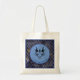 Blue I Love Shopping Dragon Head & Scales Tote Bag