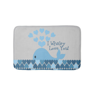 Blue I Whaley Love You! Bath Mat