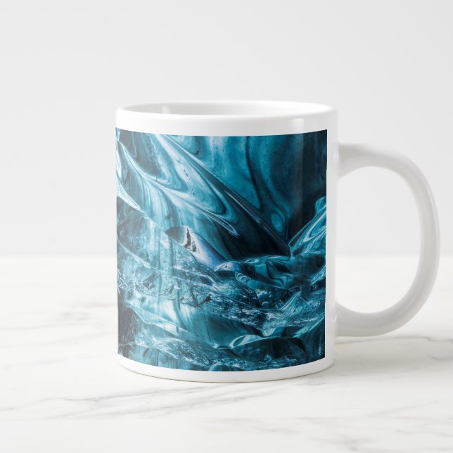 Blue Ice Abstract In Ice Cave Large Coffee Mug (Right)