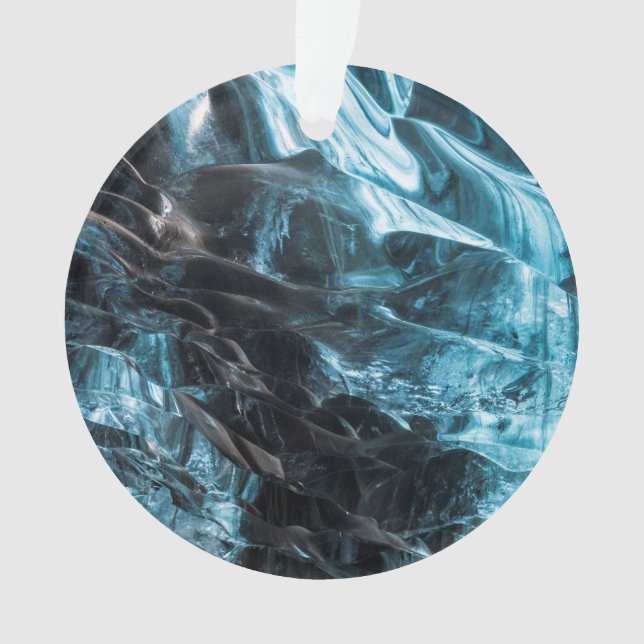 Blue Ice Abstract In Ice Cave Ornament (Front)