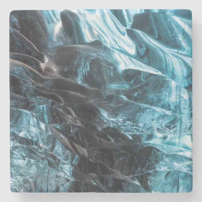 Blue Ice Abstract In Ice Cave Stone Coaster (Front)